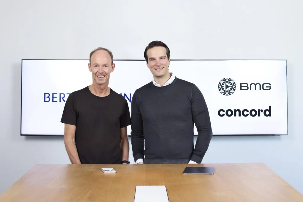 Bertelsmann BMG Concord Bertelsmann Konzernchef Thomas Rabe und der bereits als Nachfolger an der Bertelsmann Spitze fixe Thomas Coesfeld Foto Bertelsmann Jan Voth