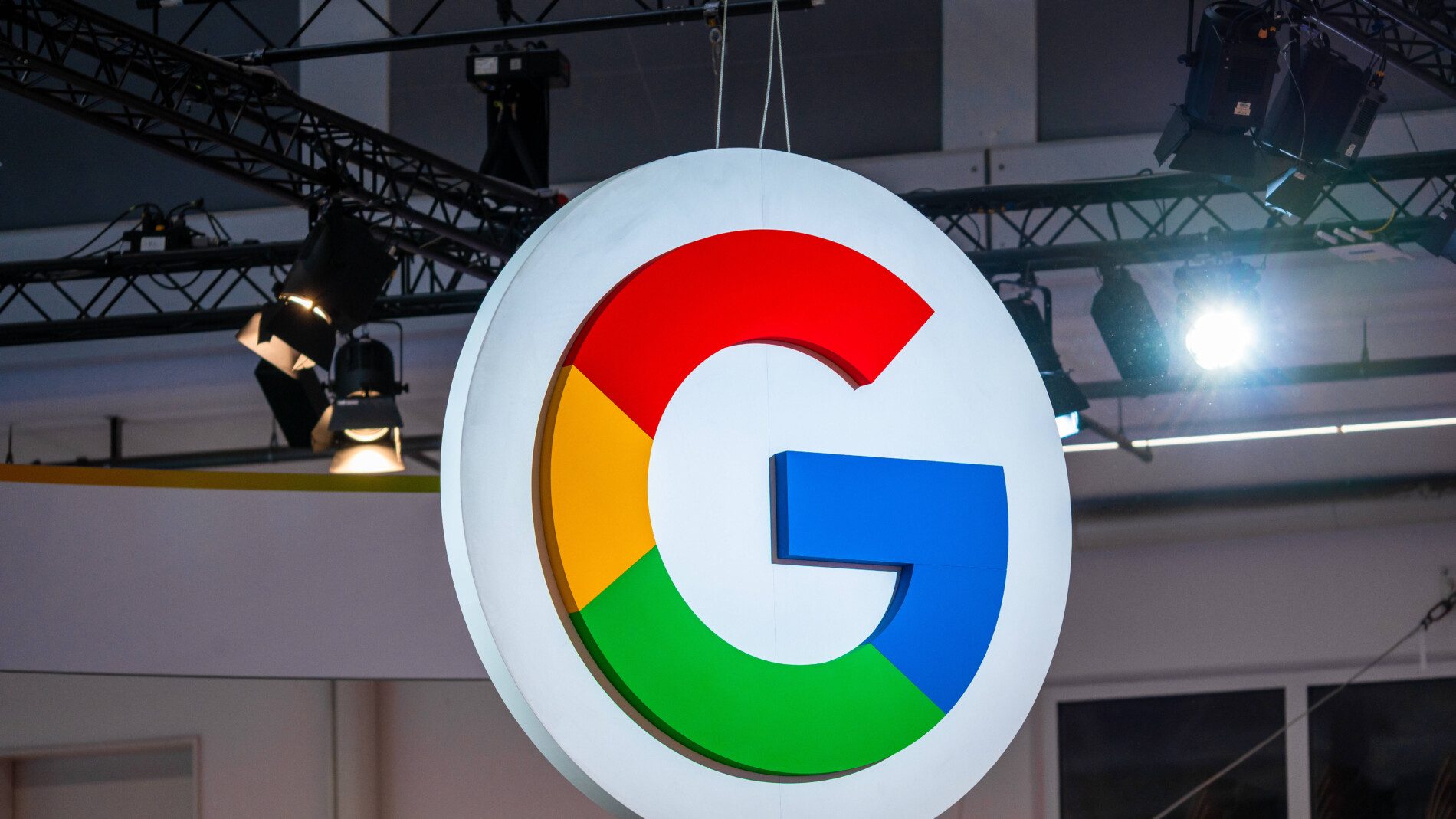 Munich, Bavaria, Germany - September 9, 2025: Google logo at the exhibition stand at the IAA Mobility. Mobility 2025 tra